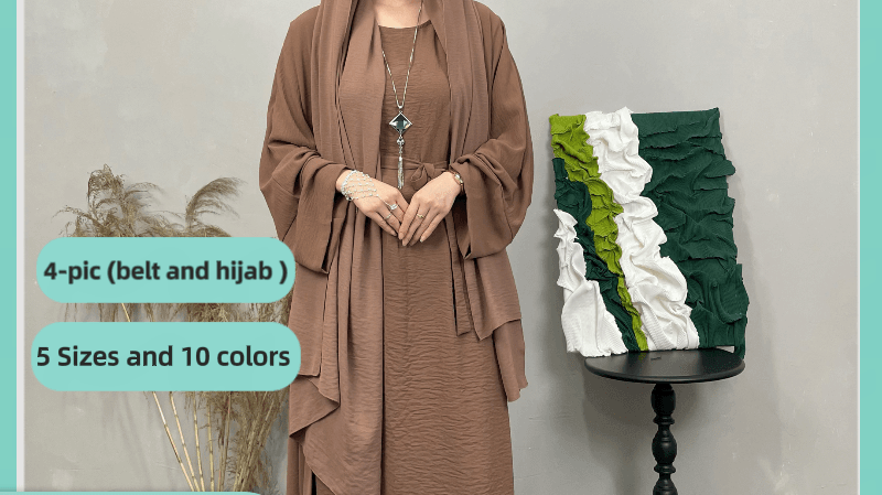 Four-piece Linen Cotton Abaya: The Perfect Muslim Long Dress