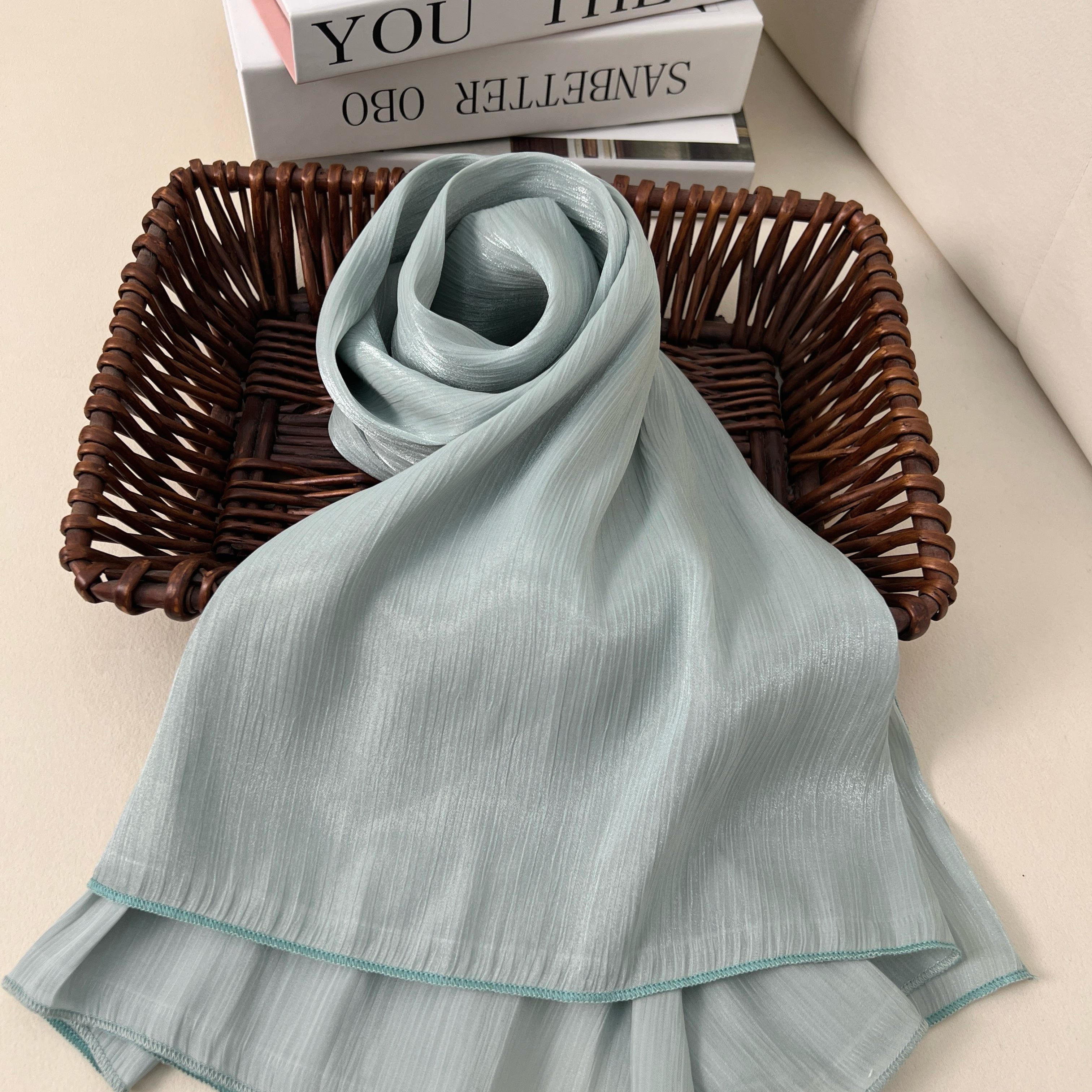 #CL30 Shiny Mesh chiffon hijab, jana,watercolor,hijab, Muslim Headscarf Arab Casual Head Wrap Sunscreen Shawl Suitable For Daily Use