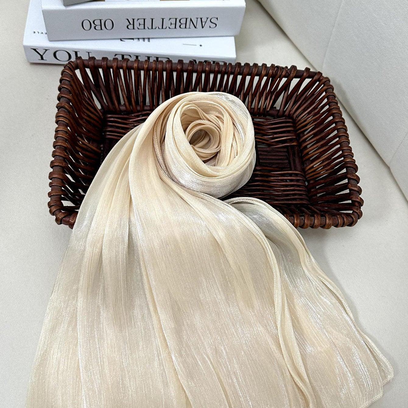 #CL30 Shiny Mesh chiffon hijab, jana,watercolor,hijab, Muslim Headscarf Arab Casual Head Wrap Sunscreen Shawl Suitable For Daily Use