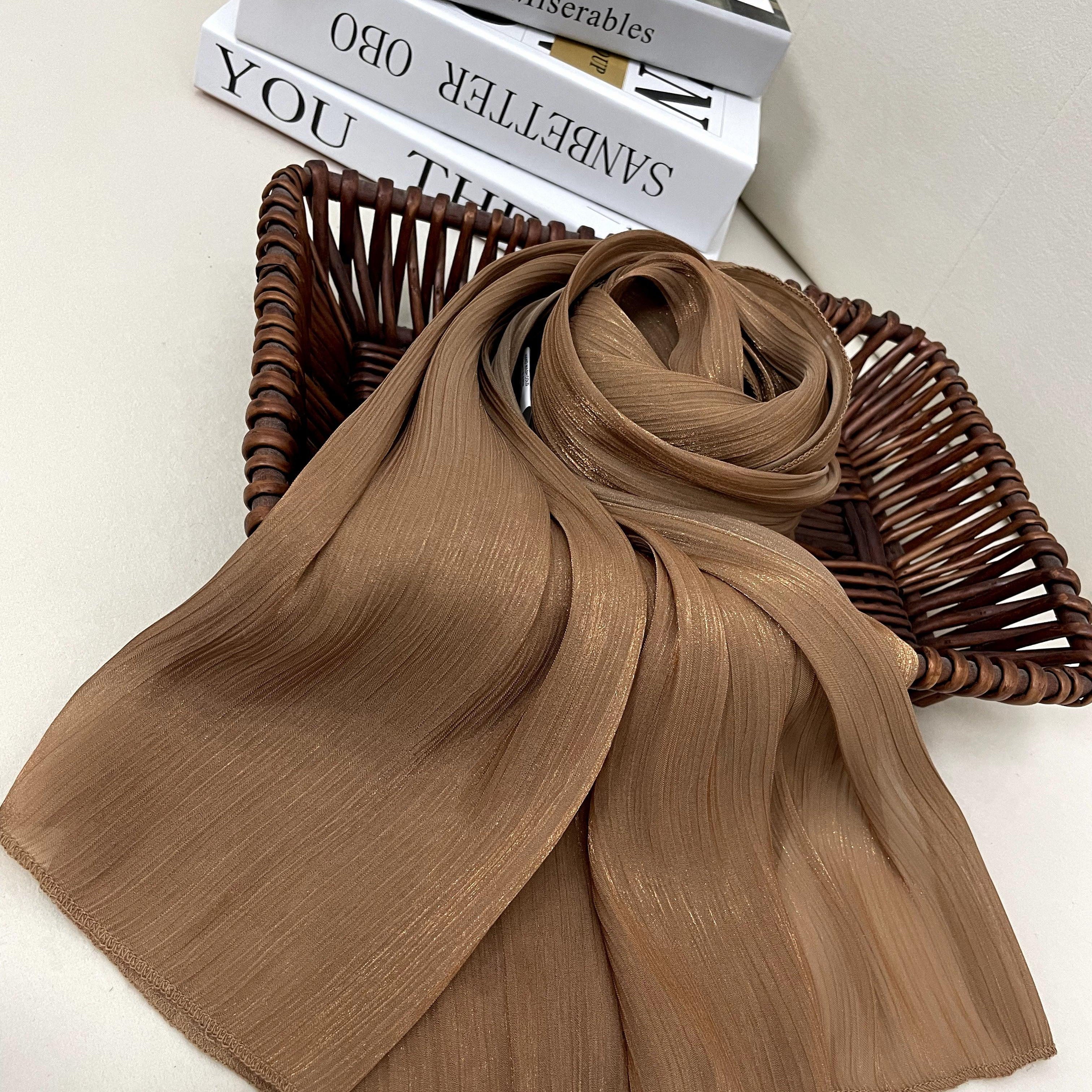 #CL30 Shiny Mesh chiffon hijab, jana,watercolor,hijab, Muslim Headscarf Arab Casual Head Wrap Sunscreen Shawl Suitable For Daily Use