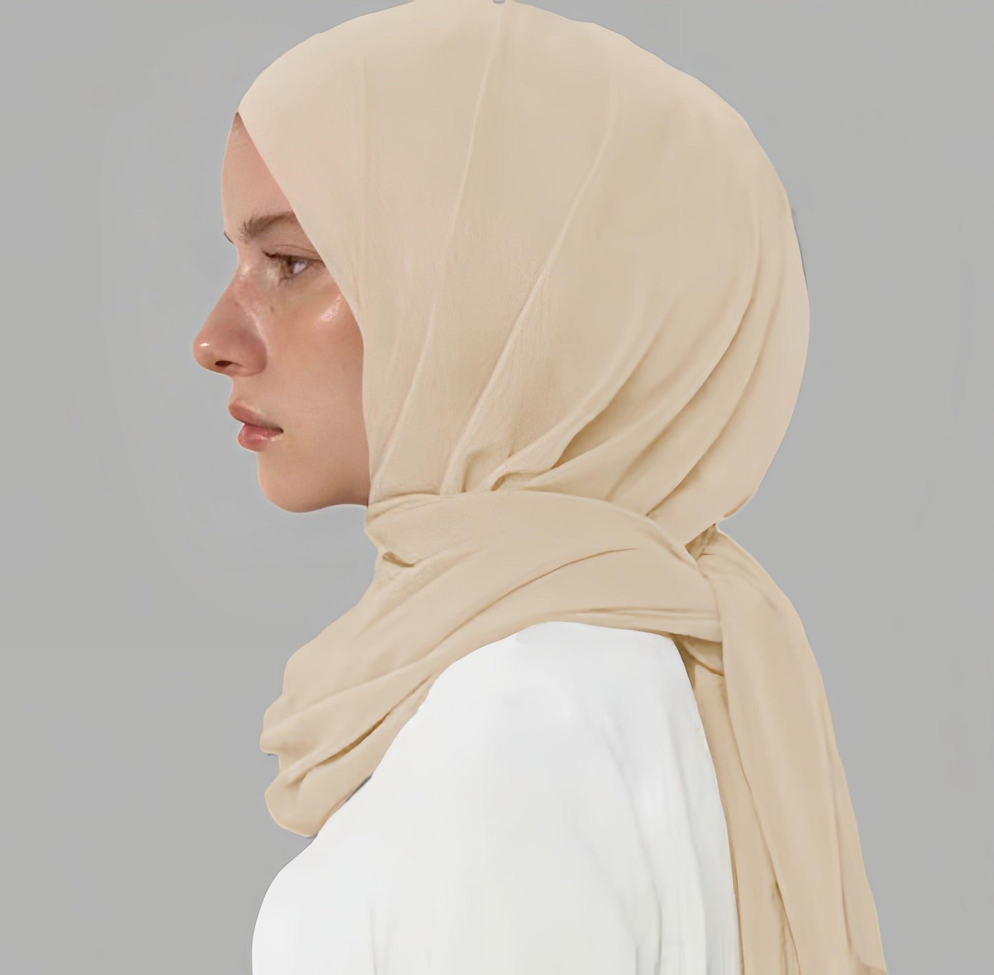 #CL31 Luminous Chiffon Hijab Scarf ✦ UPF Sun Wrap & Watercolor Sheen in 6 Neutral Tones