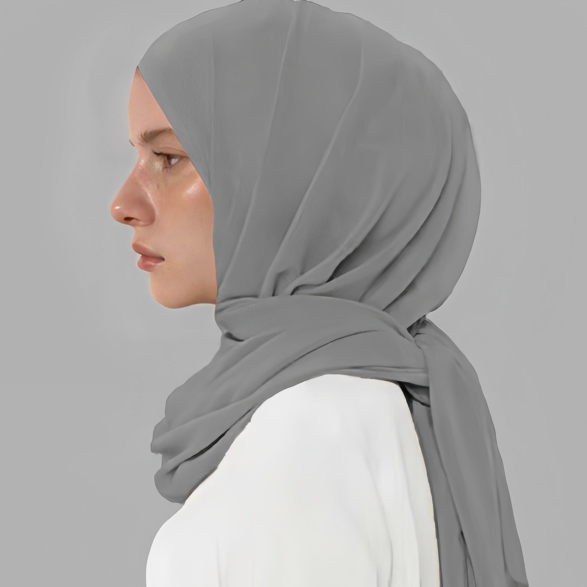 #CL31 Leuchtender Chiffon-Hijab-Schal ✦ UPF Sonnenwickel & Aquarellglanz in 6 neutralen Farbtönen