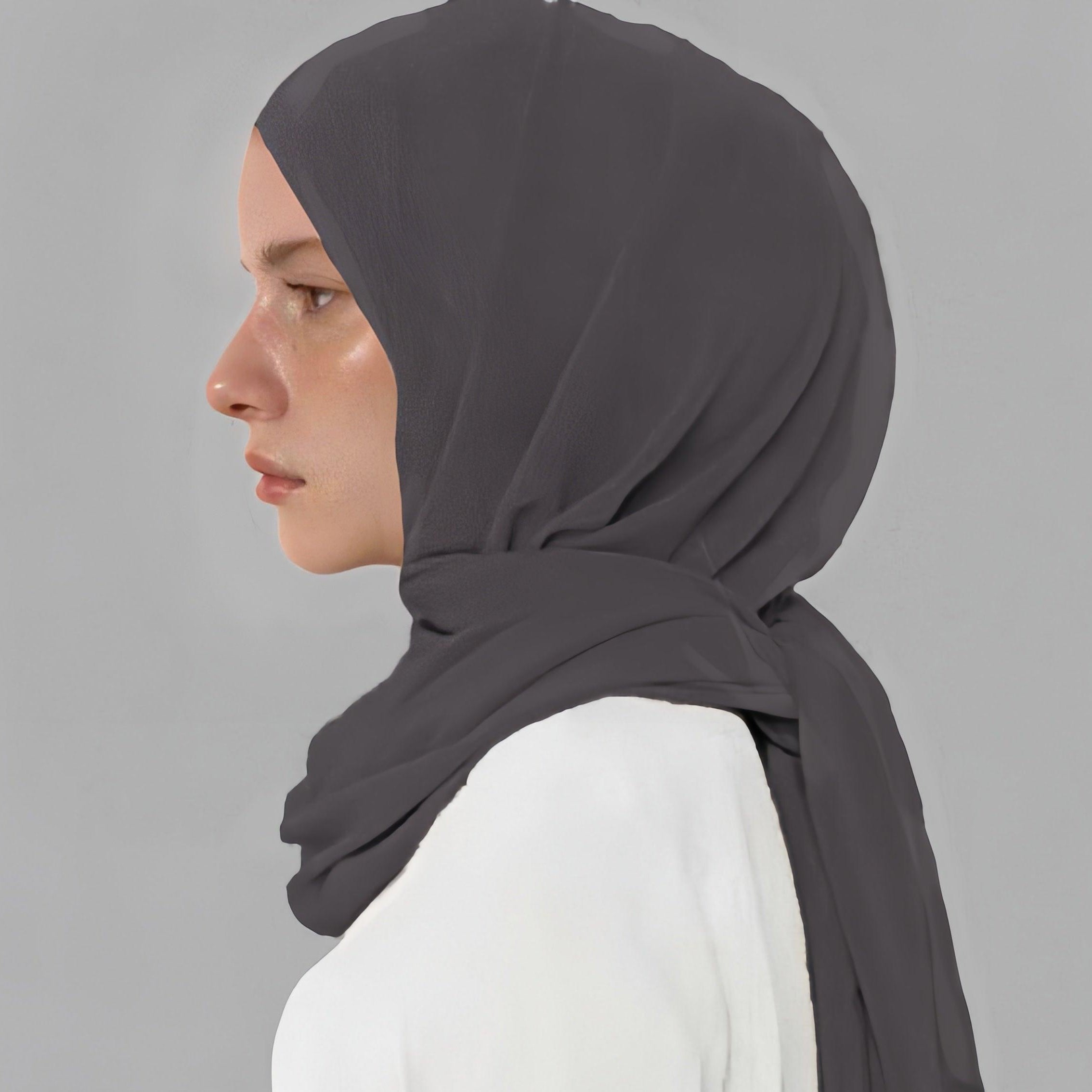 #CL31 Leuchtender Chiffon-Hijab-Schal ✦ UPF Sonnenwickel & Aquarellglanz in 6 neutralen Farbtönen