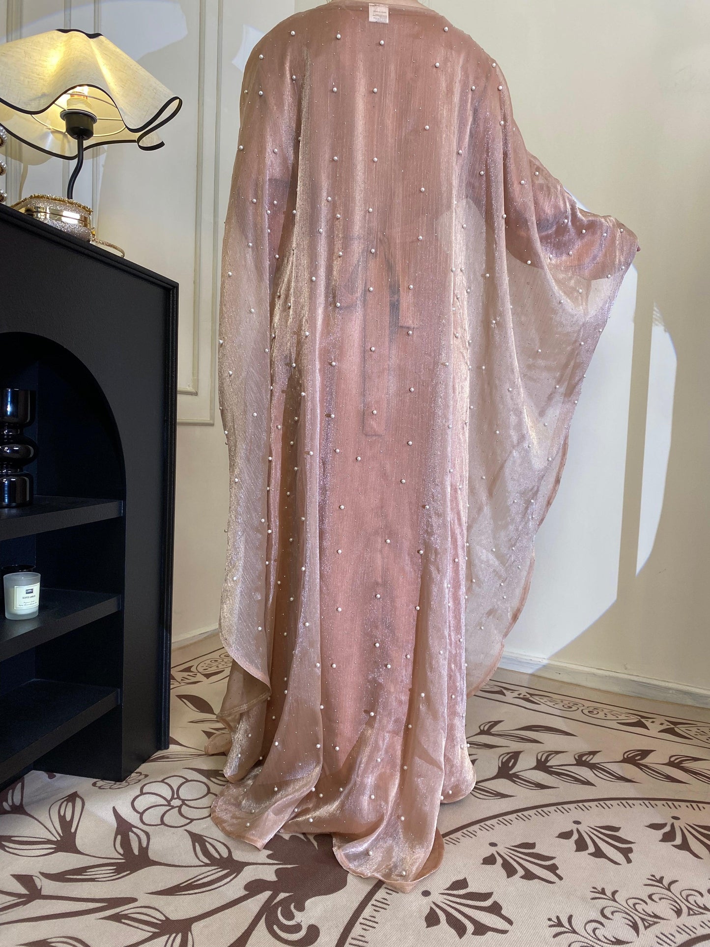 #CL01 Star Light Abaya, Shiny robe two-piece set, abaya cardigan and base layer dress