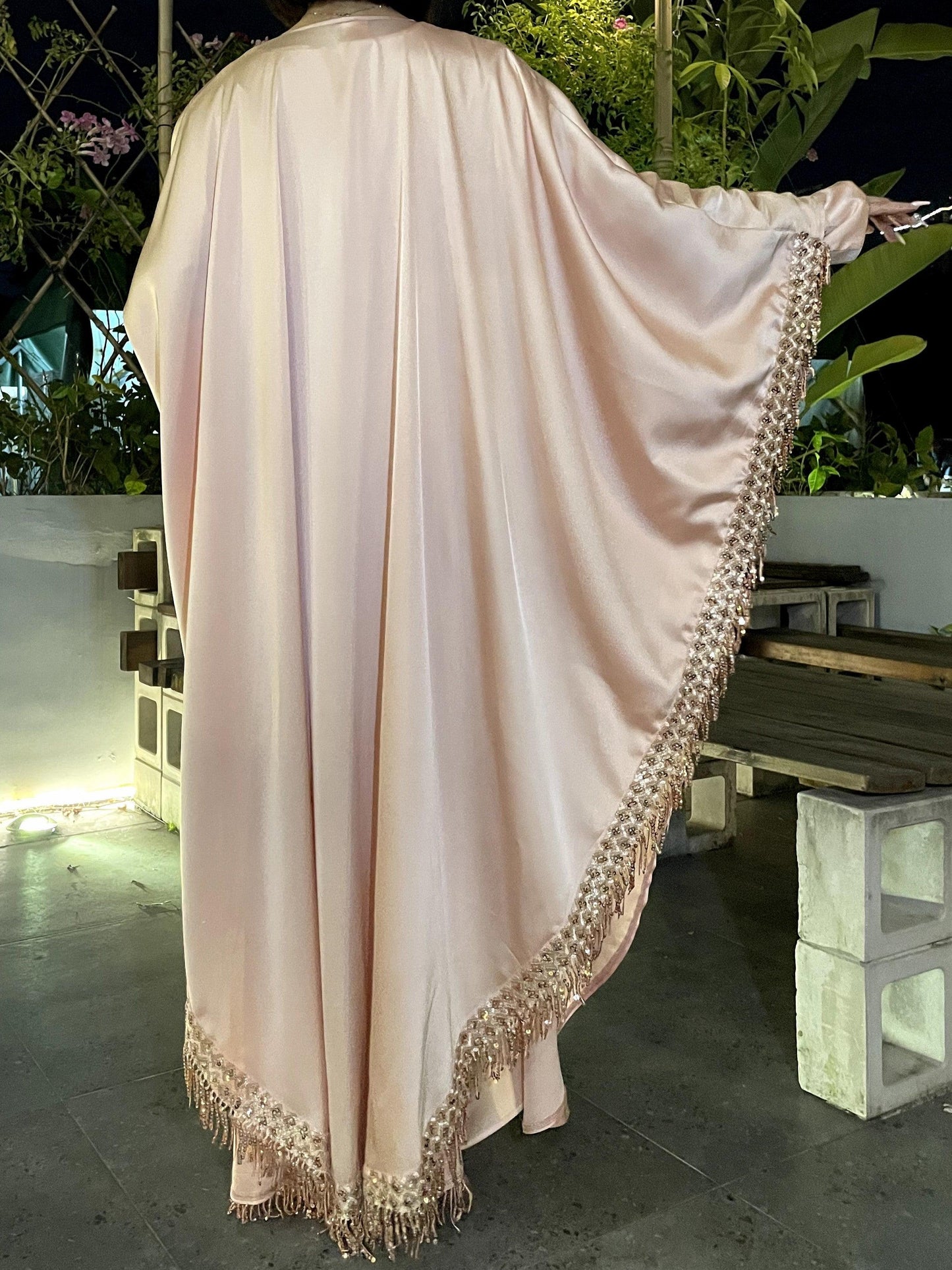 #CL42 Butterfly Satin Taasel Set ✦ Convertible Abaya & Dress Duo for Day-to-Night Modesty
