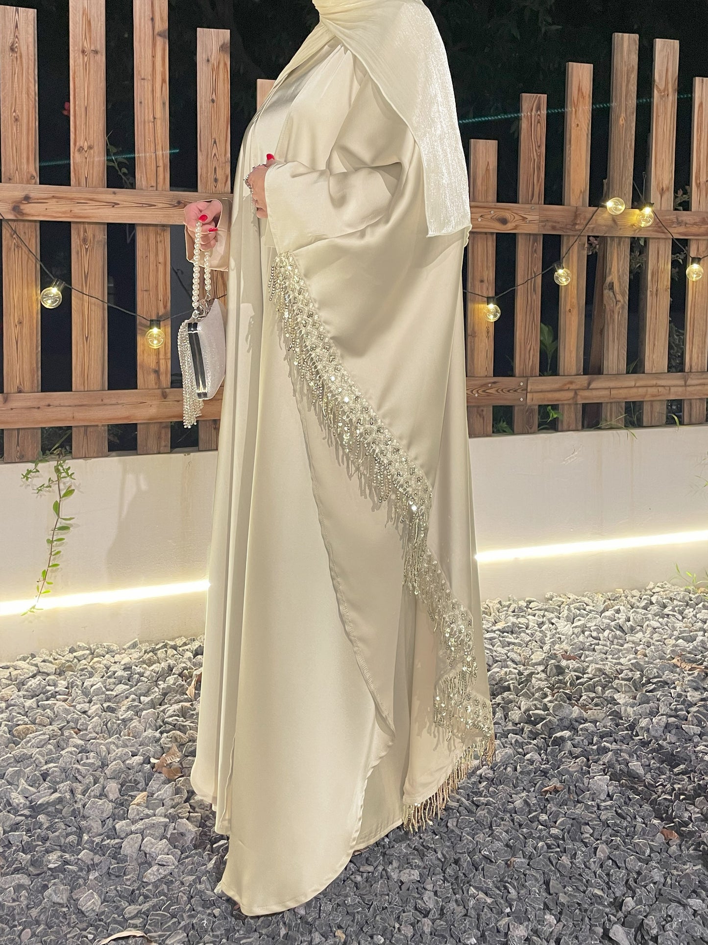 #CL42 Butterfly Satin Taasel Set ✦ Convertible Abaya & Dress Duo for Day-to-Night Modesty