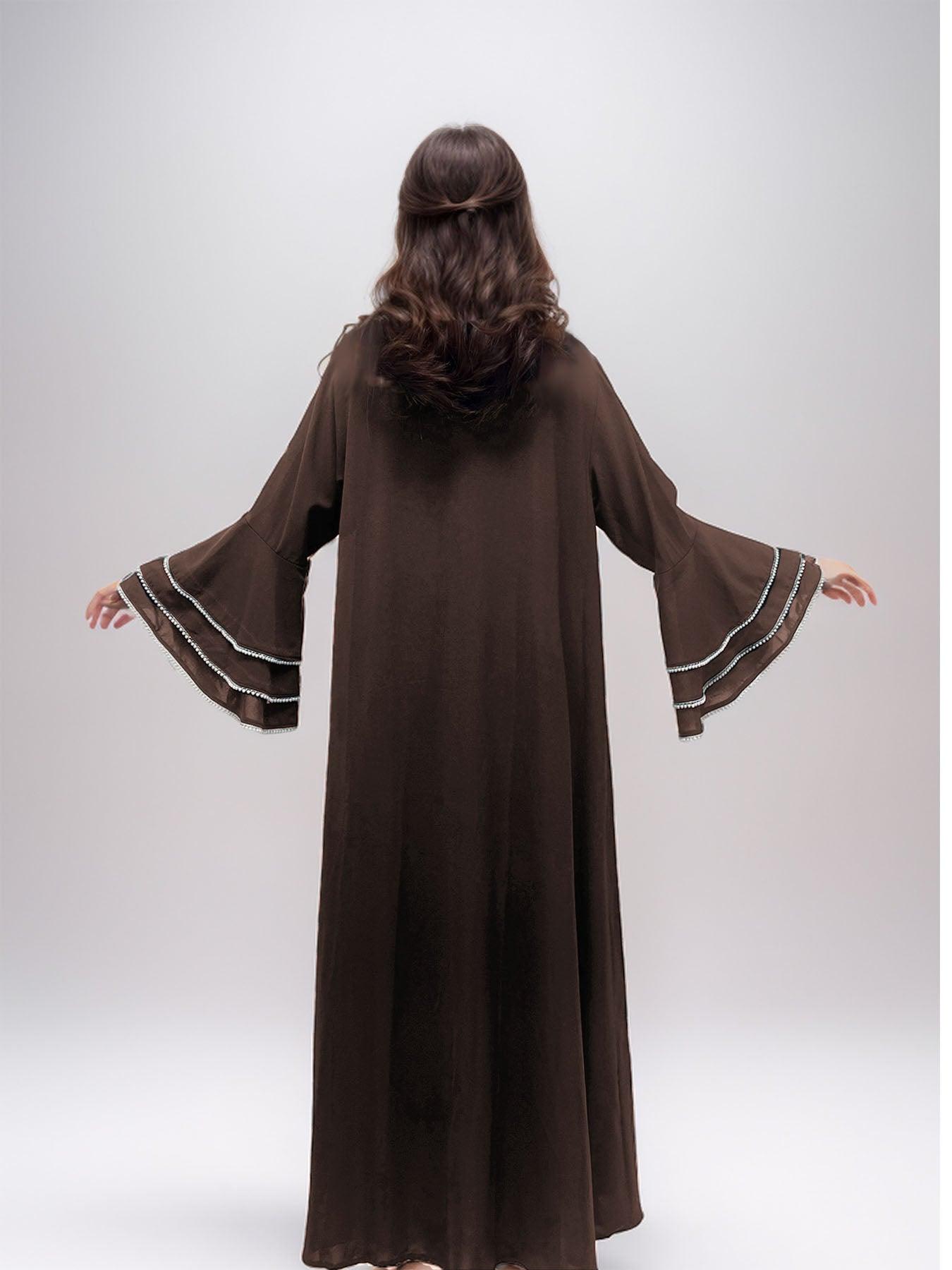 #CL11 Luxury Pearl-Sleeve Abaya ✦ Handcrafted Muslim Dress for Weddings & Eid Celebrations