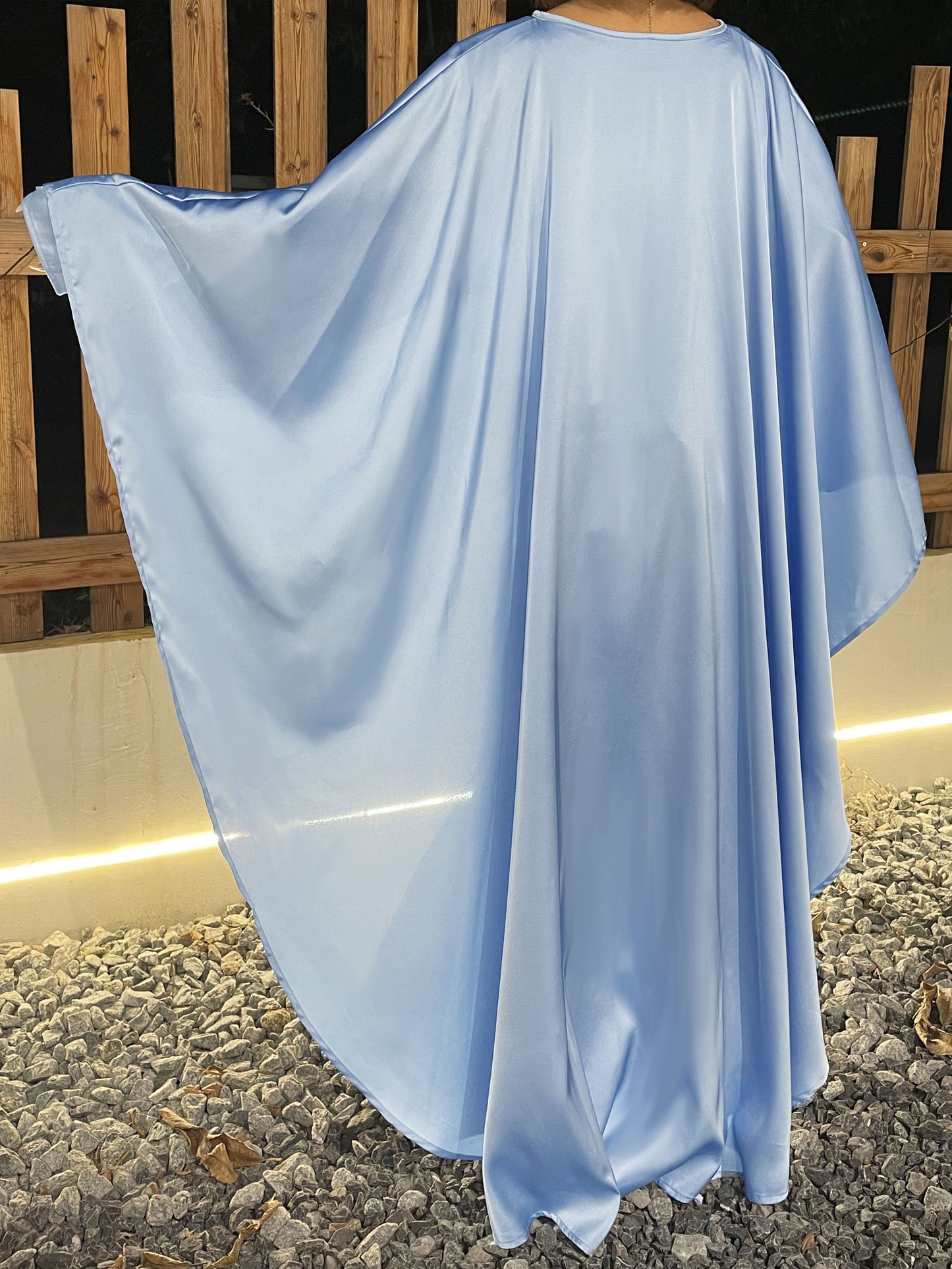 #CL43 Pearl & Crystal Butterfly Abaya ✦ Satin Cape Dress for Weddings & Evening Galas