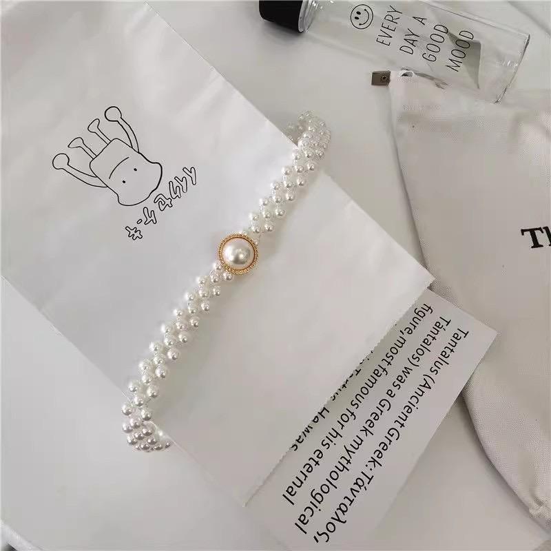 #CL25 Adjustable Pearl Waist Belt ✦ Elastic Stretch Chain for Abaya & Dresses