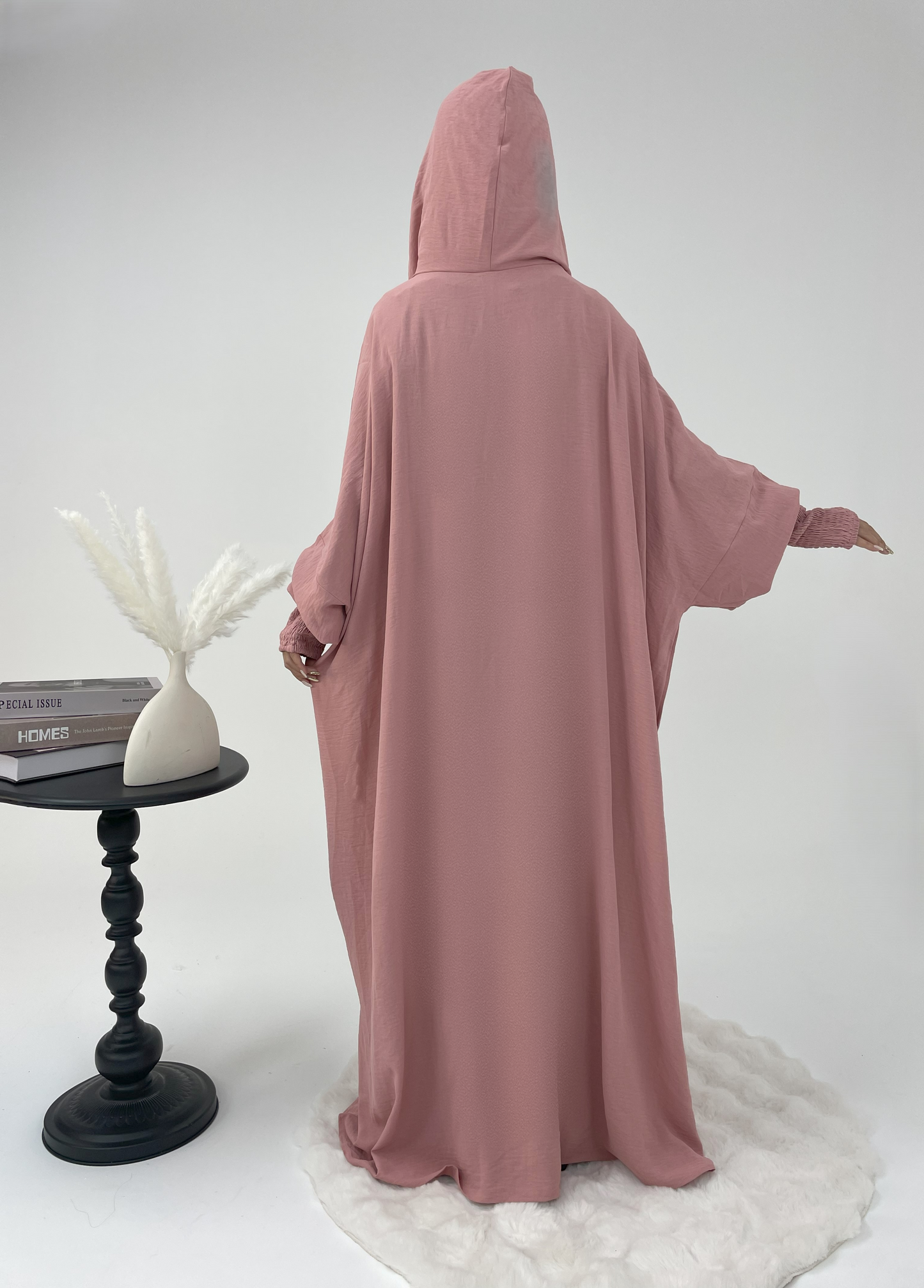 #CL52 Modest Hooded Abaya Dress | Drawstring Casual Maxi with Smocked Cuffs ✦ CLFashionNew