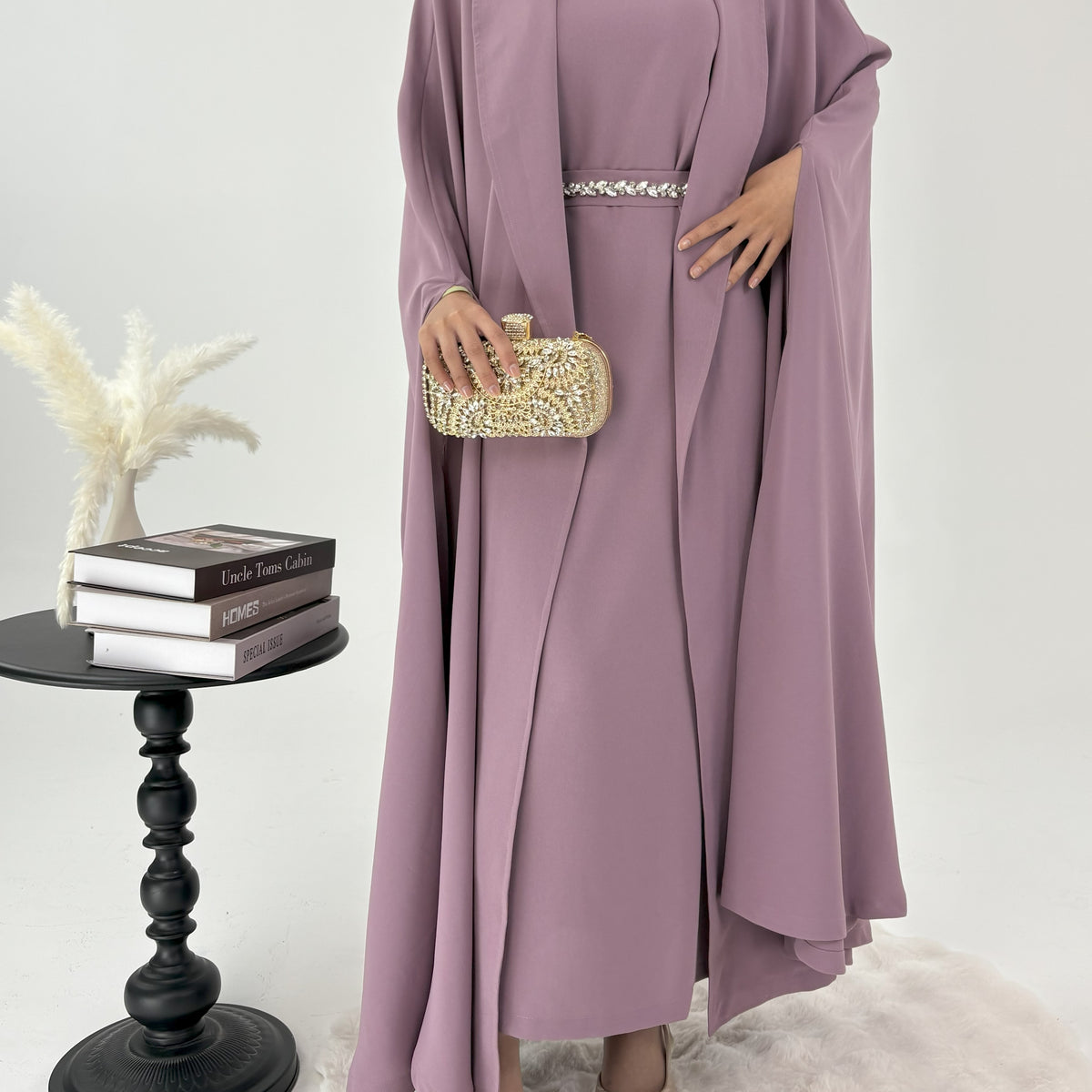 CL60 Elegant Purple Abaya - Modest Fashion for Muslim Women, Sizes S
