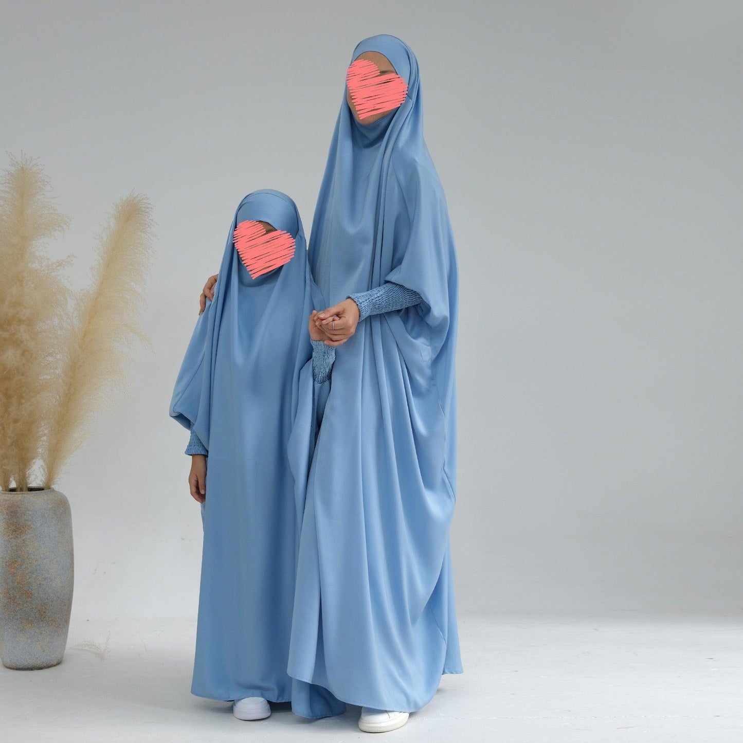 #CL32 Family Satin Jilbab Set | Mother & Kids Matching Modest Dress with Luxe Drape (All Sizes)