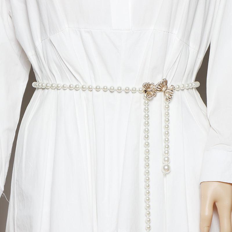 WG08 Pearl Belt Butterfly Decoration