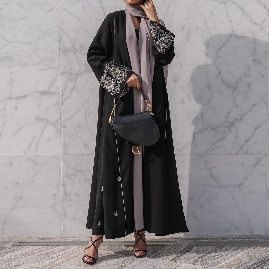 #CL29  Modern Patchwork Abaya Jacket ✦ Embroidered Modest Wear with Ethnic Fusion (S-2XL)