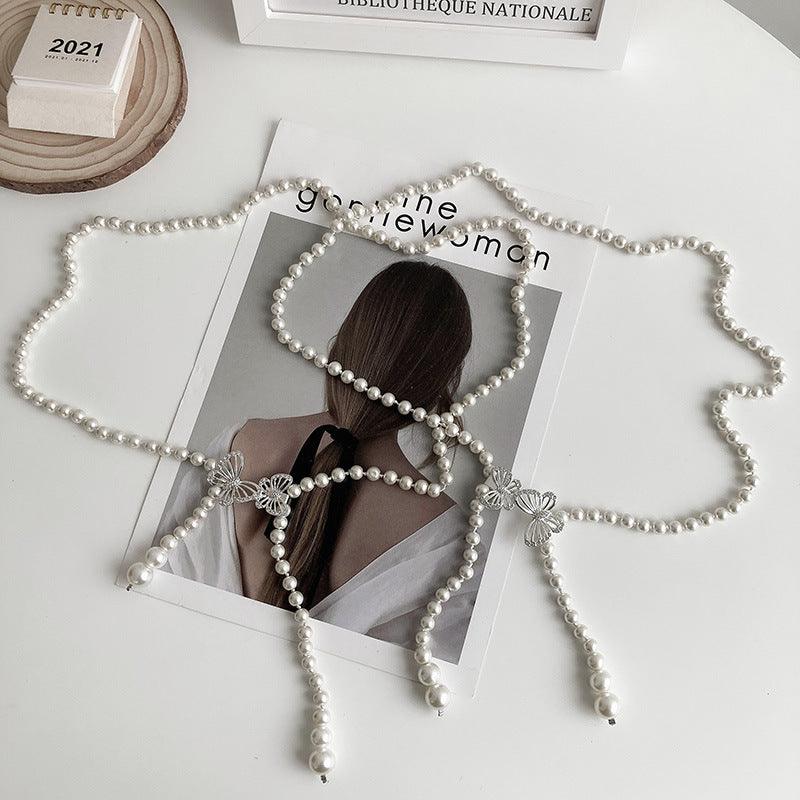 WG08 Pearl Belt Butterfly Decoration