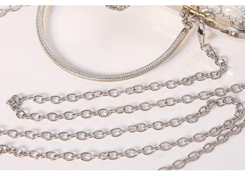 #CL33 Luxe Pearl Accent Clutch ✦ Metallic Evening Bag with Cascading Beadwork (Silver/Gold)