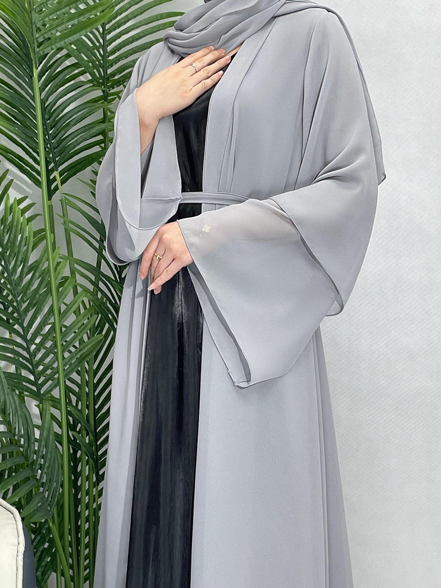 #CL24 Three-piece set Chiffon cardigan open abaya Muslim long women dress