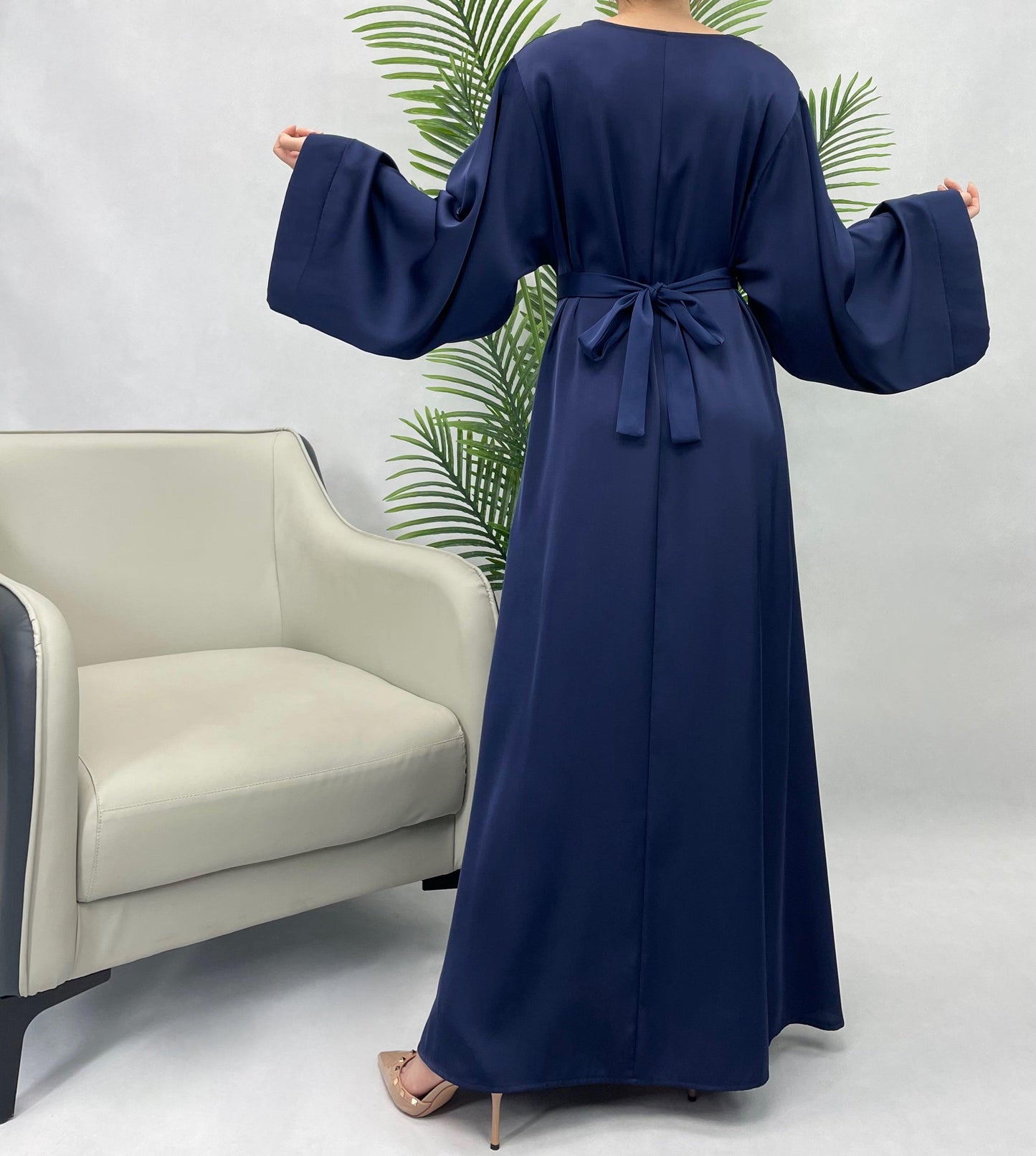 #CL12 Luxury Satin Abaya Dress | Solid Color Modest Long Dress for Muslim Women ✦ 5 Sizes