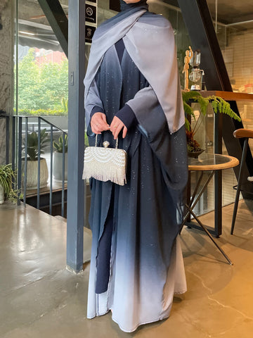 #CL02  Galaxy abaya outfit, Four pieces set , Chiffon abaya Muslim long dress, Caftan dress