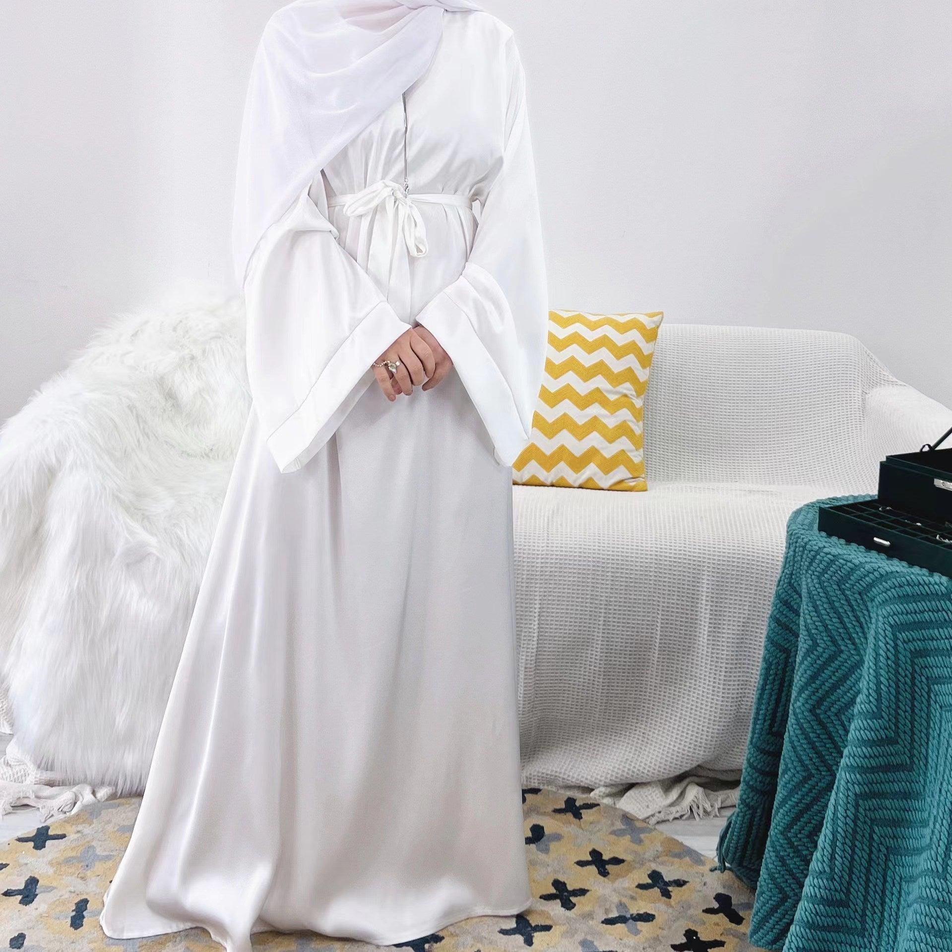 #CL12 Luxury Satin Abaya Dress | Solid Color Modest Long Dress for Muslim Women ✦ 5 Sizes