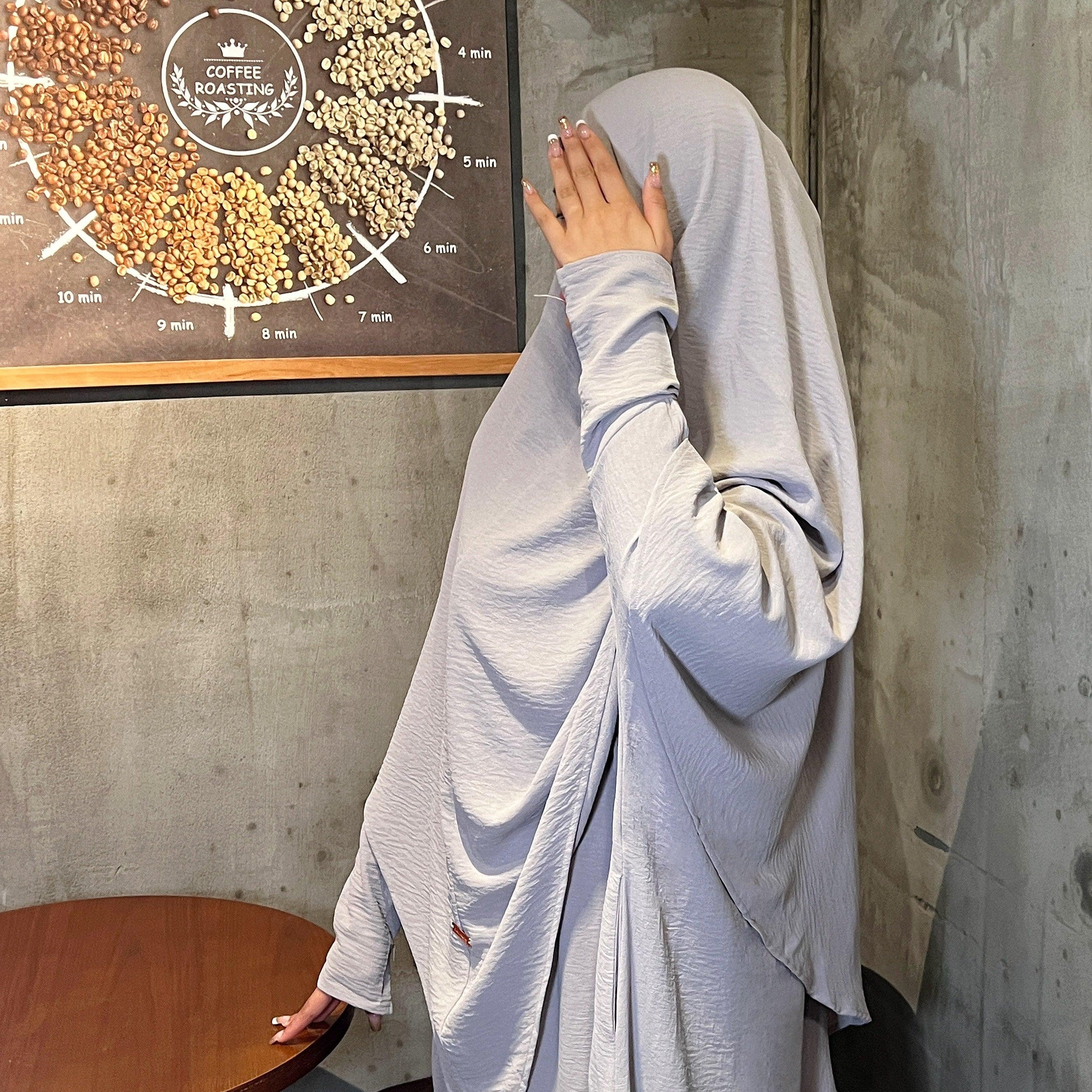 #CL05  Luxury Crepe Khimar & Abaya Set | Modest Muslim Dress with Breathable Hijab ✦ Halal-Certified