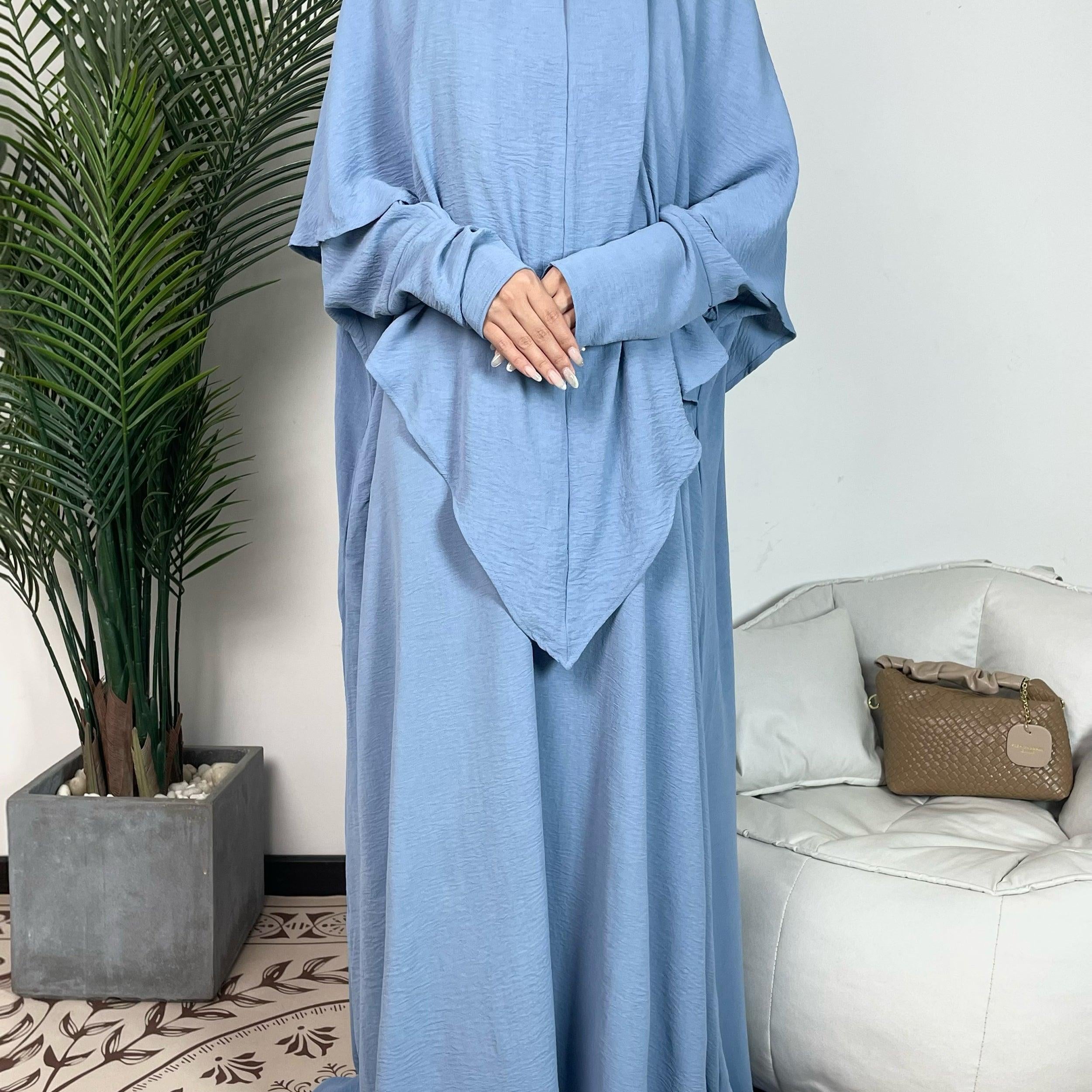 #CL05  Luxury Crepe Khimar & Abaya Set | Modest Muslim Dress with Breathable Hijab ✦ Halal-Certified