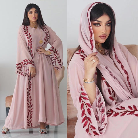 #CL05  embroidered design abaya ,chiffon dress, muslim long women dress