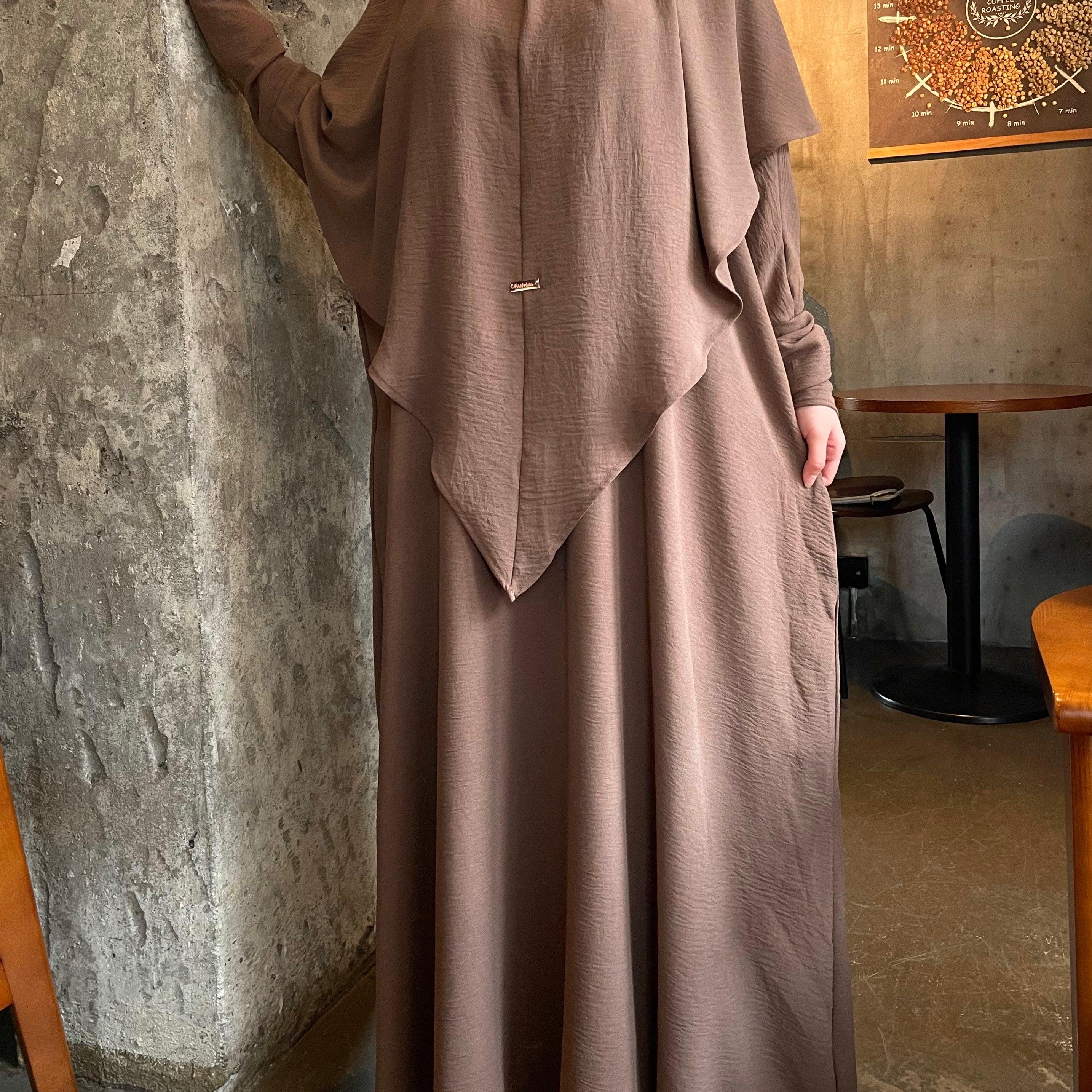 #CL05  Luxury Crepe Khimar & Abaya Set | Modest Muslim Dress with Breathable Hijab ✦ Halal-Certified