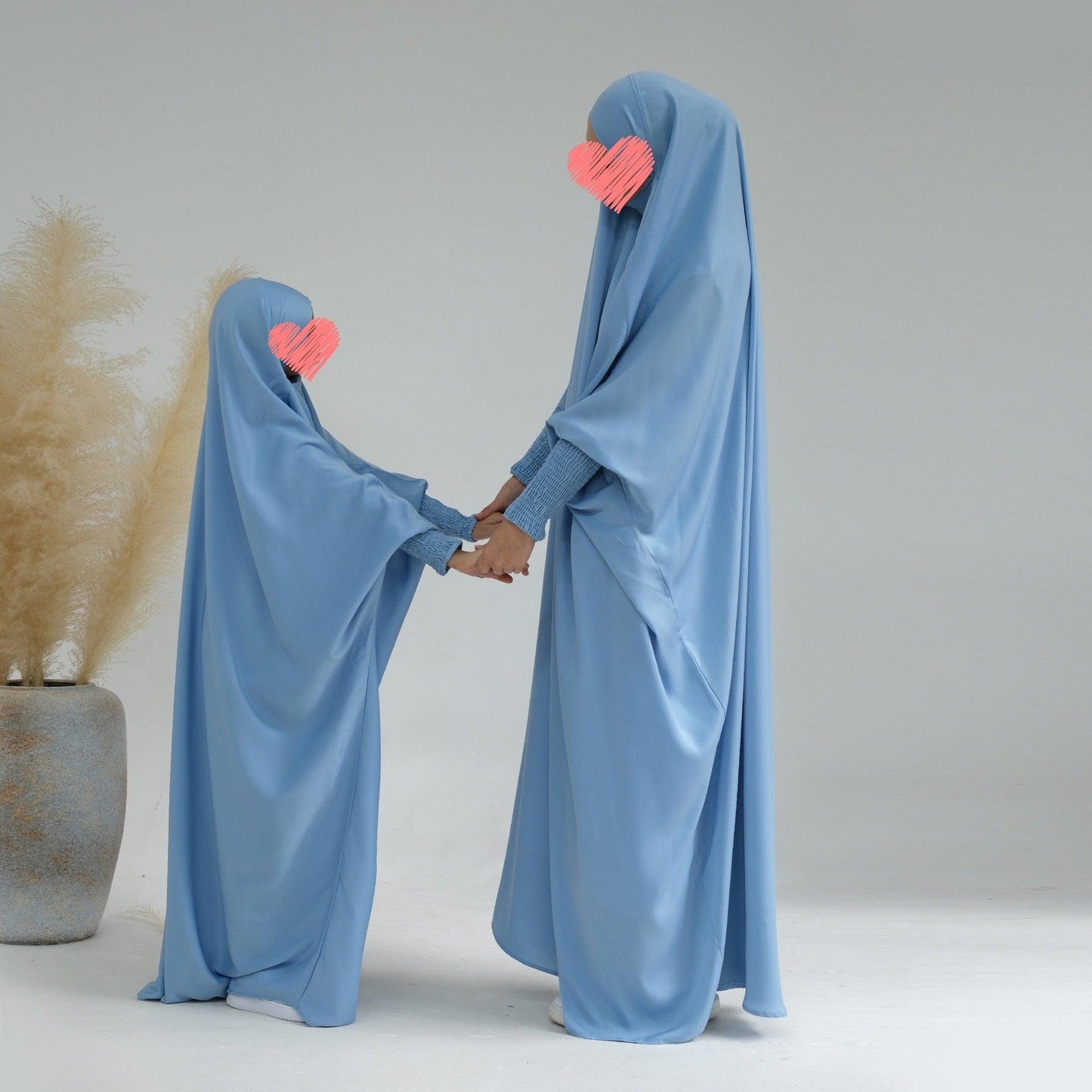 #CL32 Family Satin Jilbab Set | Mother & Kids Matching Modest Dress with Luxe Drape (All Sizes)
