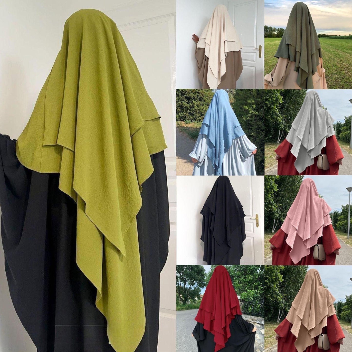 WG03 Two layer Khimar ,Linen-cotton khimar ,Hijab