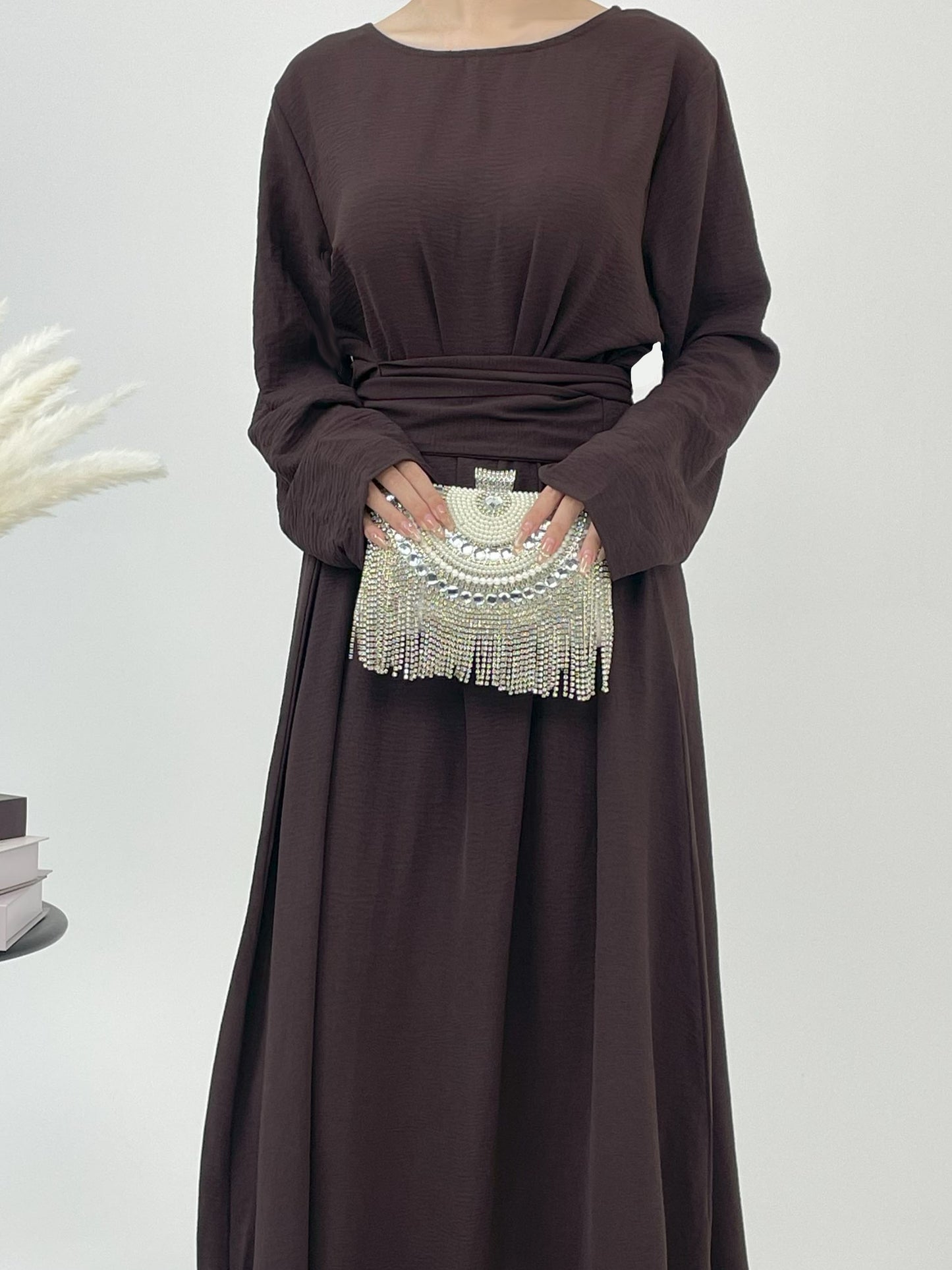 #CL53 Knot-Front Modest Abaya Dress ✦ Solid Color Daily Wear in 4 Sizes & Colors