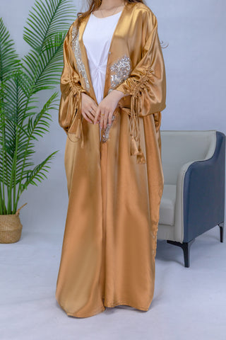 #CL04  Silk embroidered cardigan Only open abaya Batwing Abaya