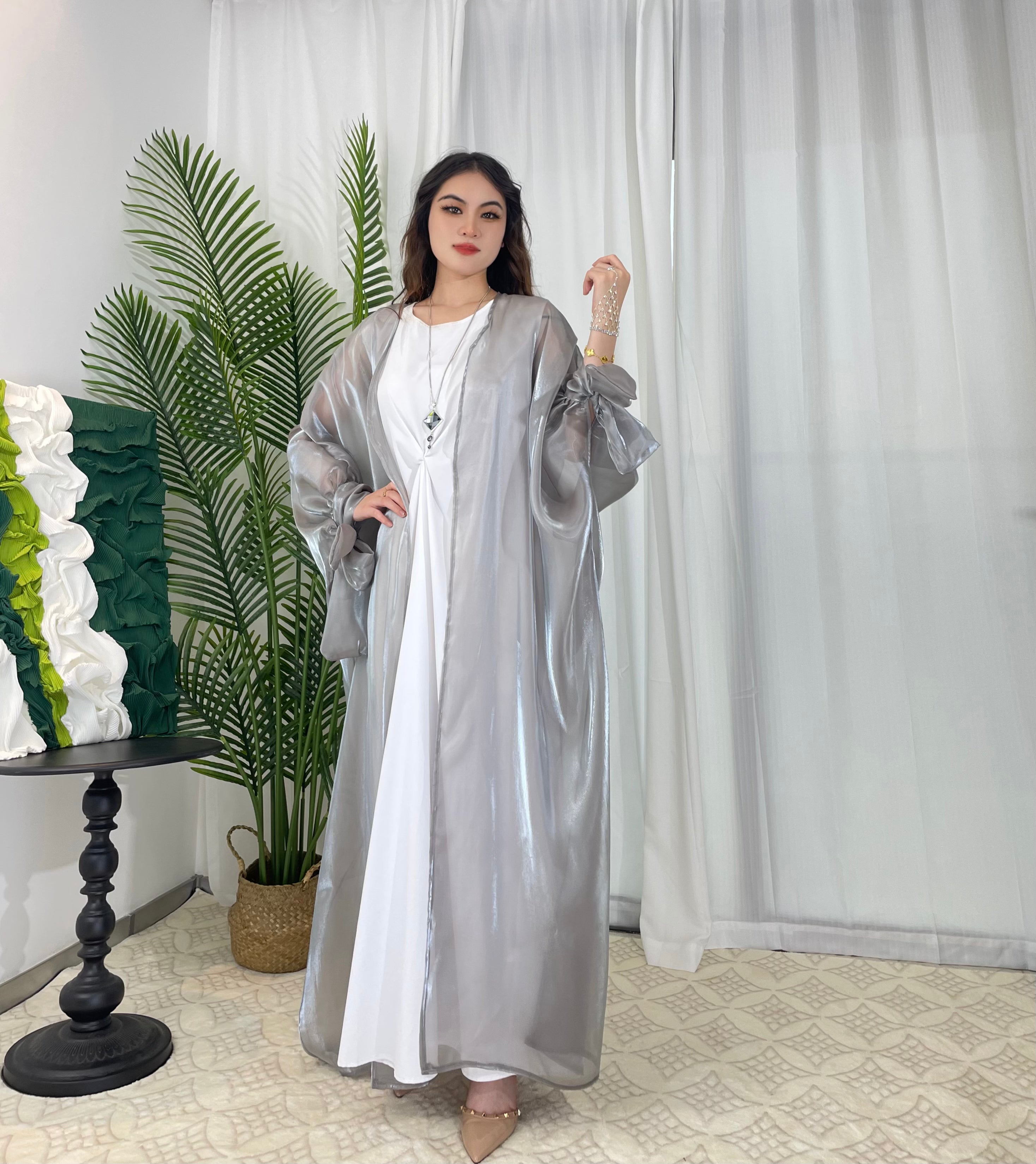 Silk sales open abaya