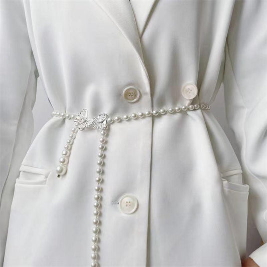 WG08 Pearl Belt Butterfly Decoration