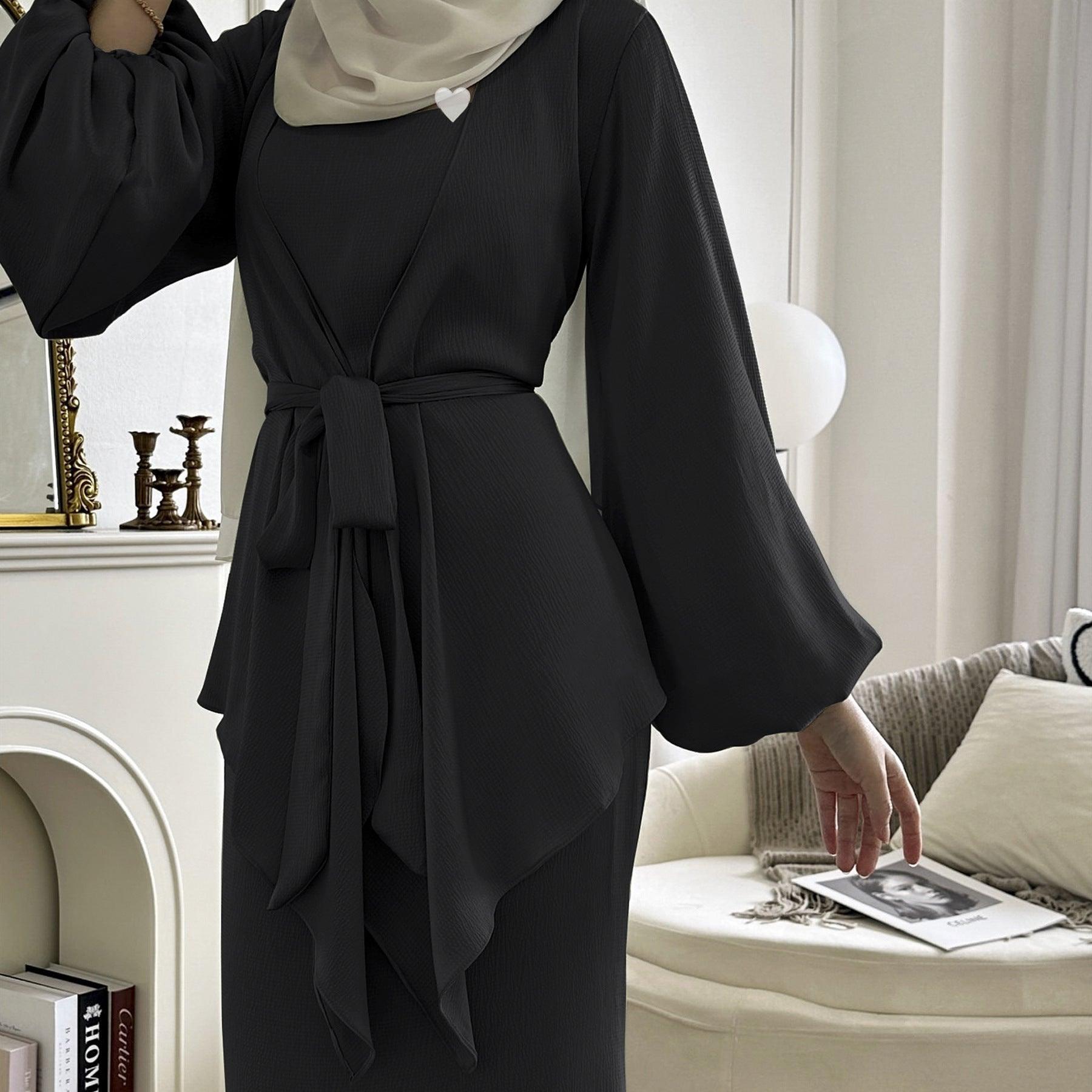 #CL22 Japanese-Style 3-Piece Abaya Set | Soft Silky Modest Dress with Belt & Lining (4 Colors)