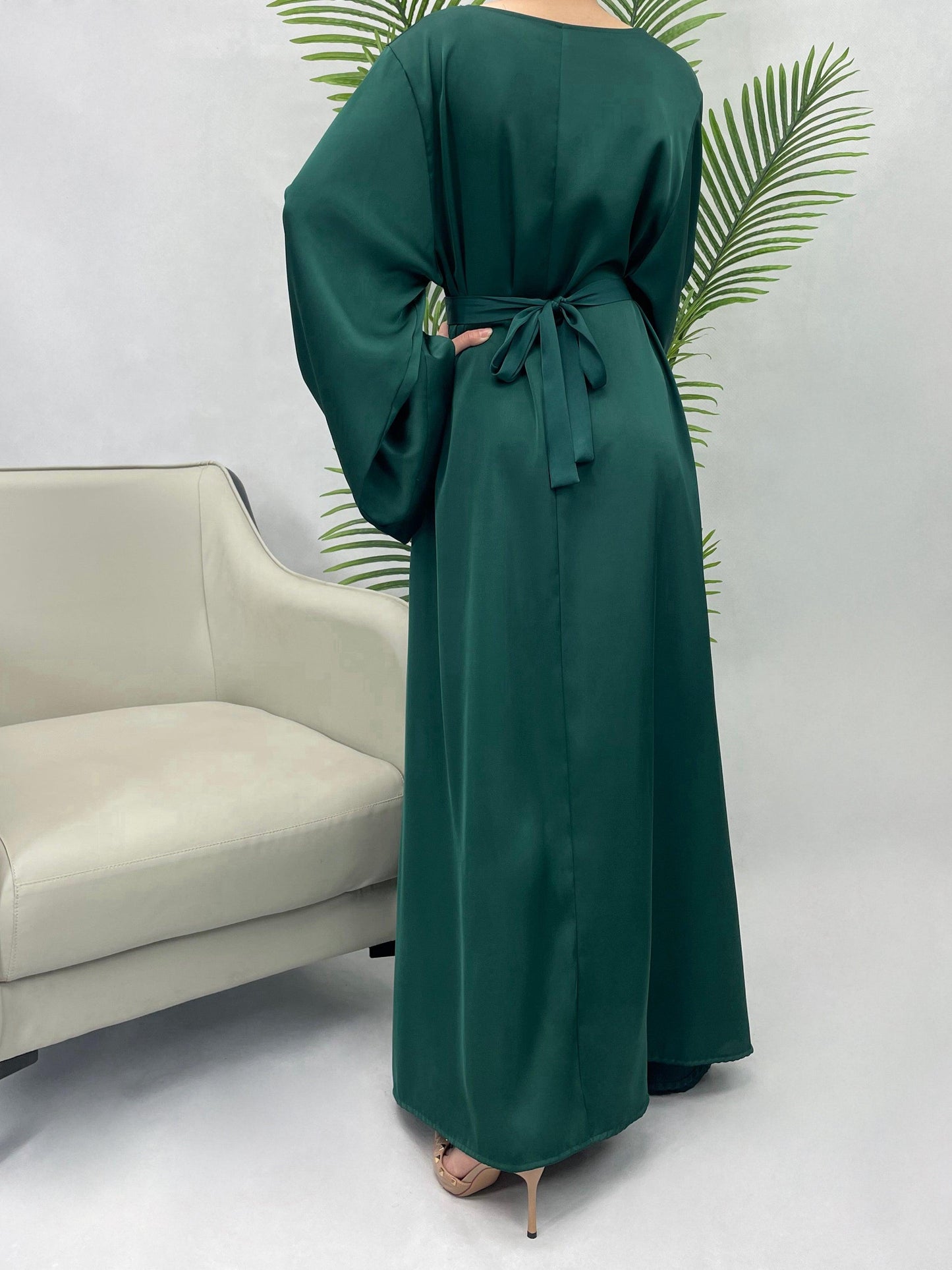 #CL12 Luxury Satin Abaya Dress | Solid Color Modest Long Dress for Muslim Women ✦ 5 Sizes