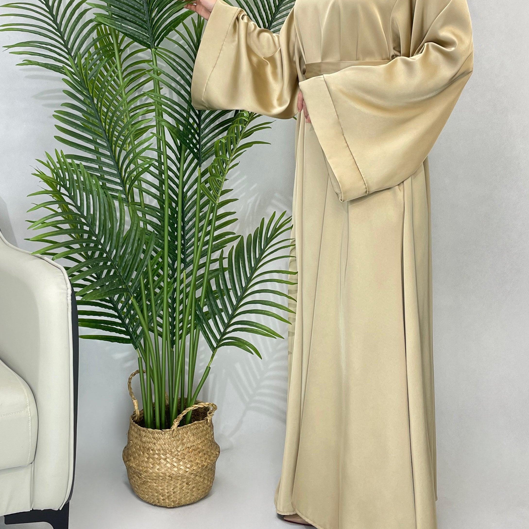 #CL12 Luxury Satin Abaya Dress | Solid Color Modest Long Dress for Muslim Women ✦ 5 Sizes