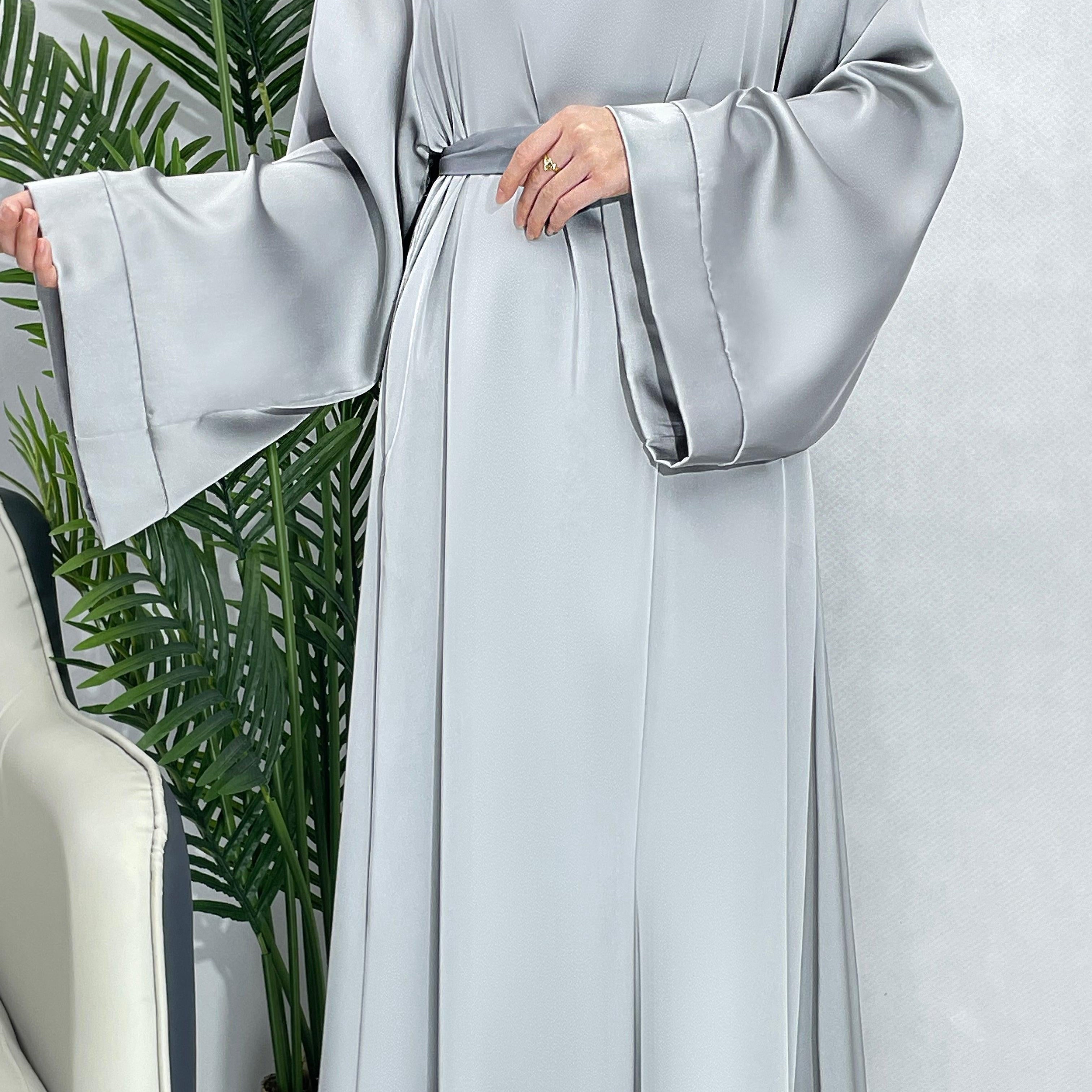 #CL12 Luxury Satin Abaya Dress | Solid Color Modest Long Dress for Muslim Women ✦ 5 Sizes