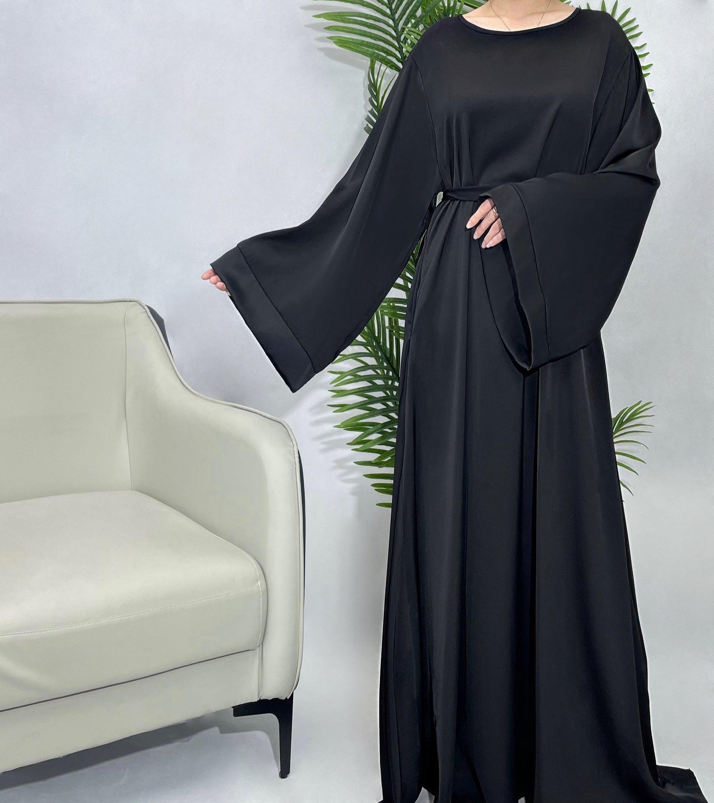#CL12 Luxury Satin Abaya Dress | Solid Color Modest Long Dress for Muslim Women ✦ 5 Sizes