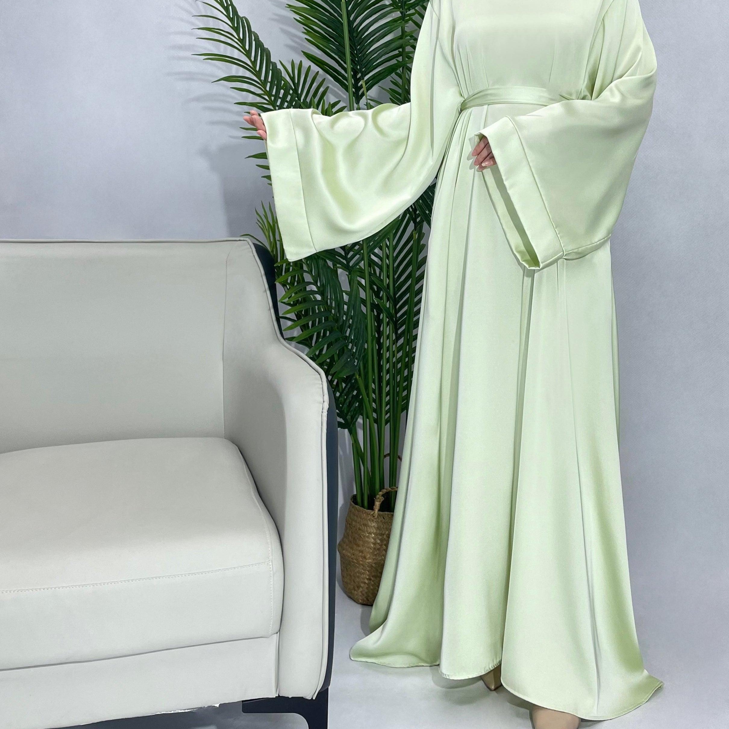 #CL12 Luxury Satin Abaya Dress | Solid Color Modest Long Dress for Muslim Women ✦ 5 Sizes
