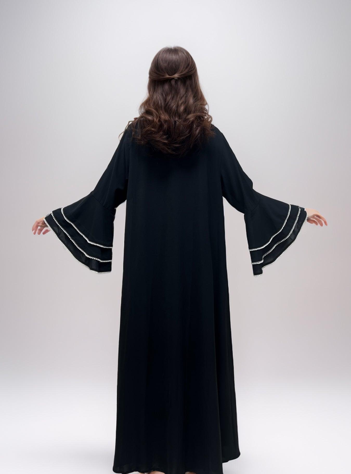 #CL11  Luxury Pearl-Sleeve Abaya ✦ Handcrafted Muslim Dress for Weddings & Eid Celebrations