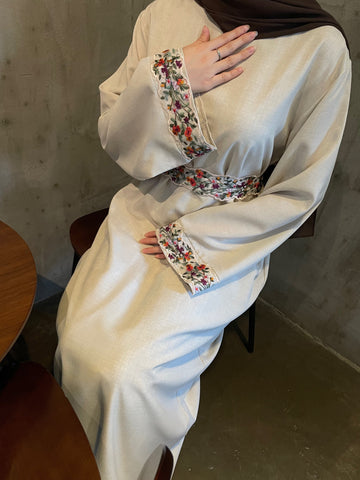 #CL08  Linen embroidery abaya