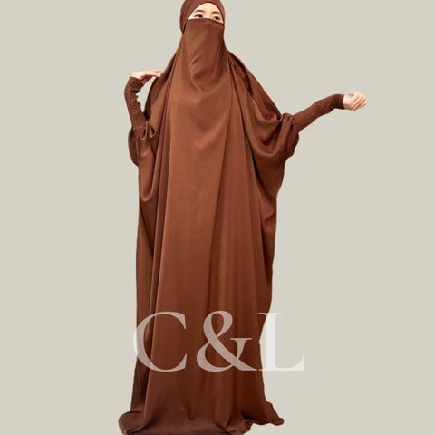 #CL29  Mother and kids jilbab  one-piece jilbab satin jilbab Muslim long women dress