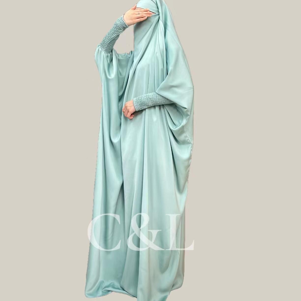 #CL32 Family Satin Jilbab Set | Mother & Kids Matching Modest Dress with Luxe Drape (All Sizes)