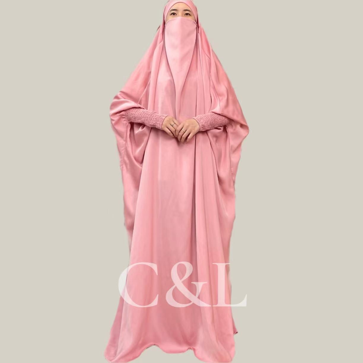 #CL32 Family Satin Jilbab Set | Mother & Kids Matching Modest Dress with Luxe Drape (All Sizes)