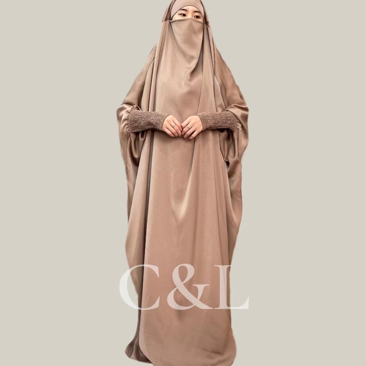 #CL32 Family Satin Jilbab Set | Mother & Kids Matching Modest Dress with Luxe Drape (All Sizes)