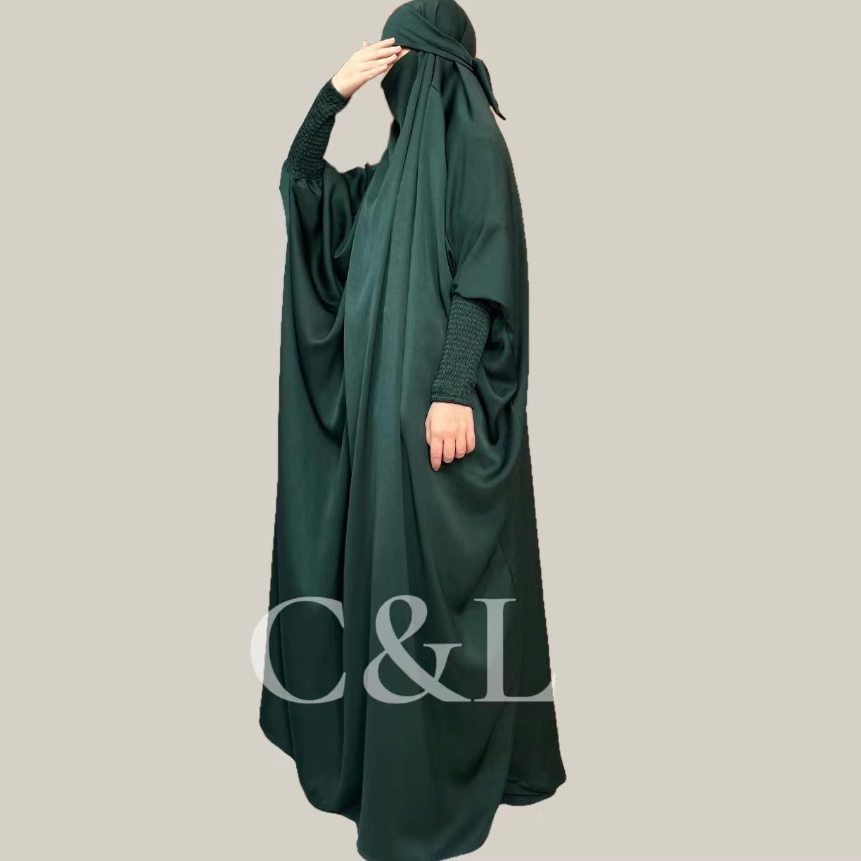 #CL32 Family Satin Jilbab Set | Mother & Kids Matching Modest Dress with Luxe Drape (All Sizes)
