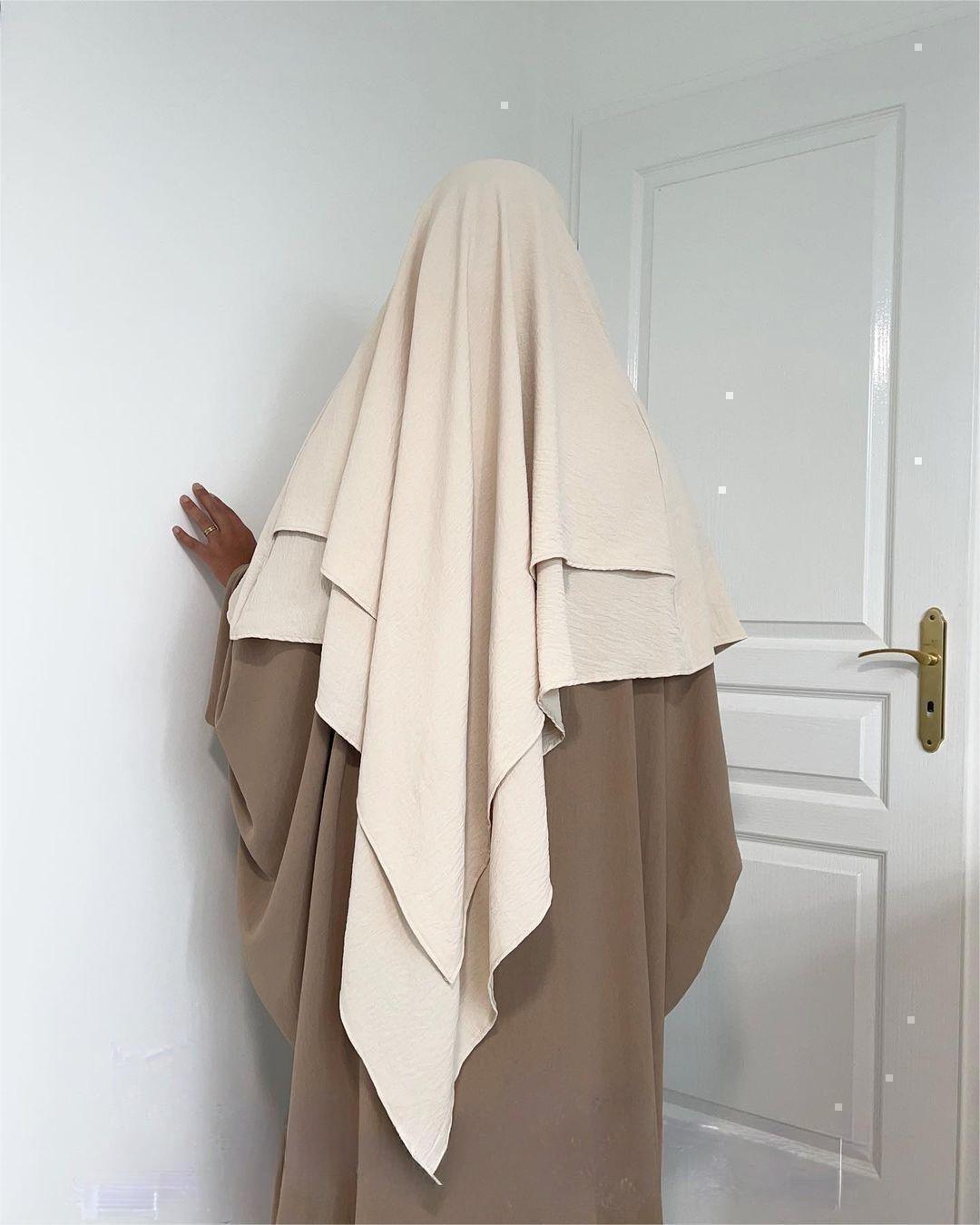 WG03 Two layer Khimar ,Linen-cotton khimar ,Hijab