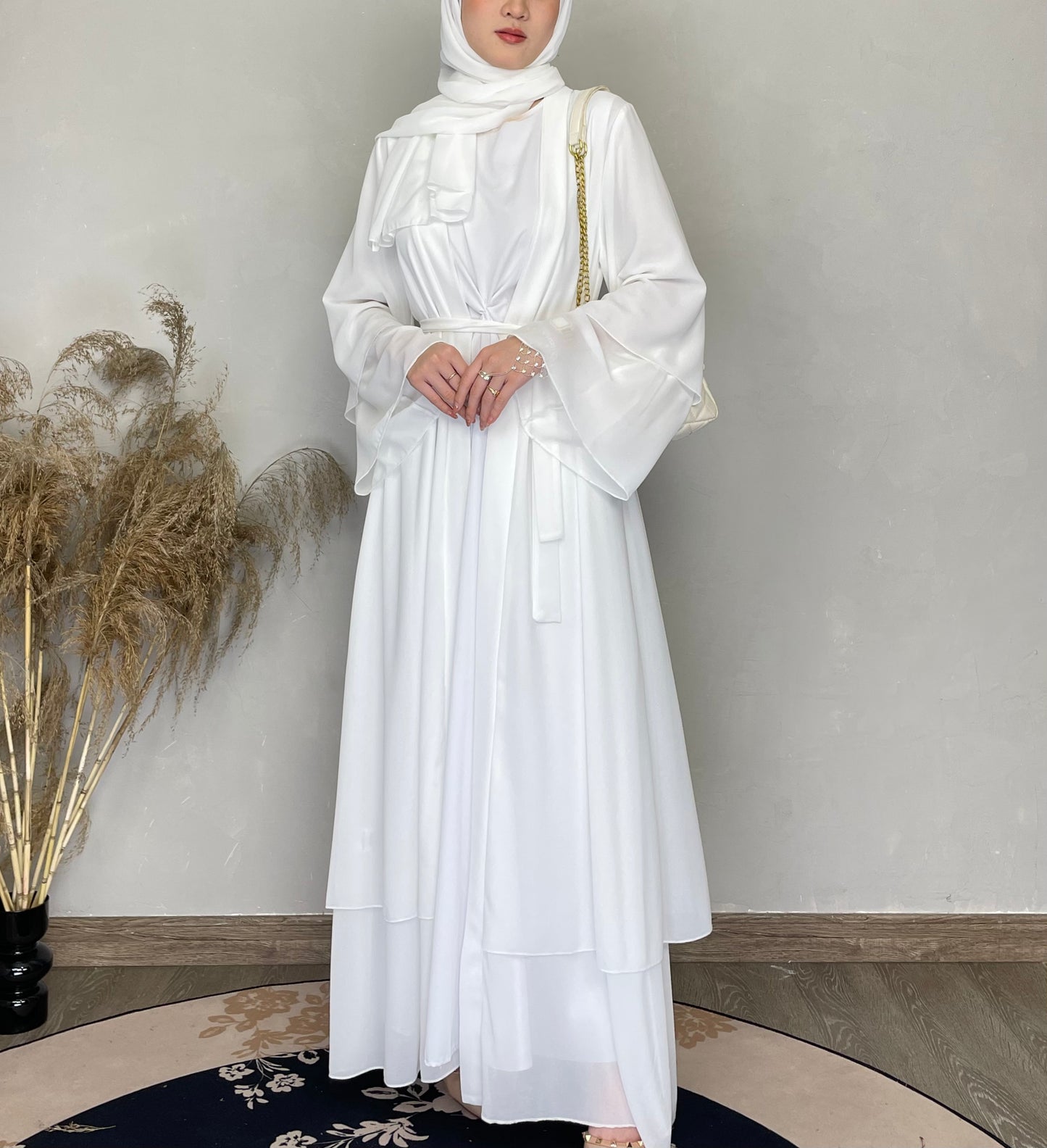 #CL24  Three-piece set Chiffon cardigan open abaya Muslim long women dress