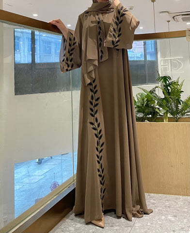 #CL05  embroidered design abaya ,chiffon dress, muslim long women dress